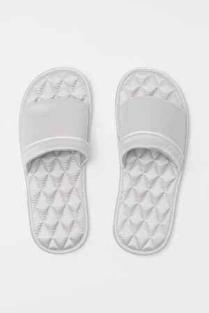 Gray MANITO Authentic Women's Silk Slippers with cushioned insole and minimalist wide strap.