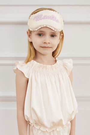 Child models Fairy Kid's Eye Mask with soft silk fabric and fairy-tale inspired style.
