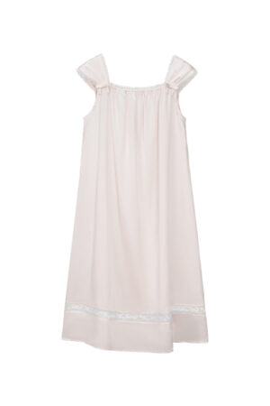 MANITO Fairy Kid's Tank Nightdress in soft pink, flat lay view with flutter sleeves and lace hem.