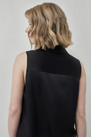 MANITO Signature Women's Silk Sleeveless Shirt showing back design with clean lines.